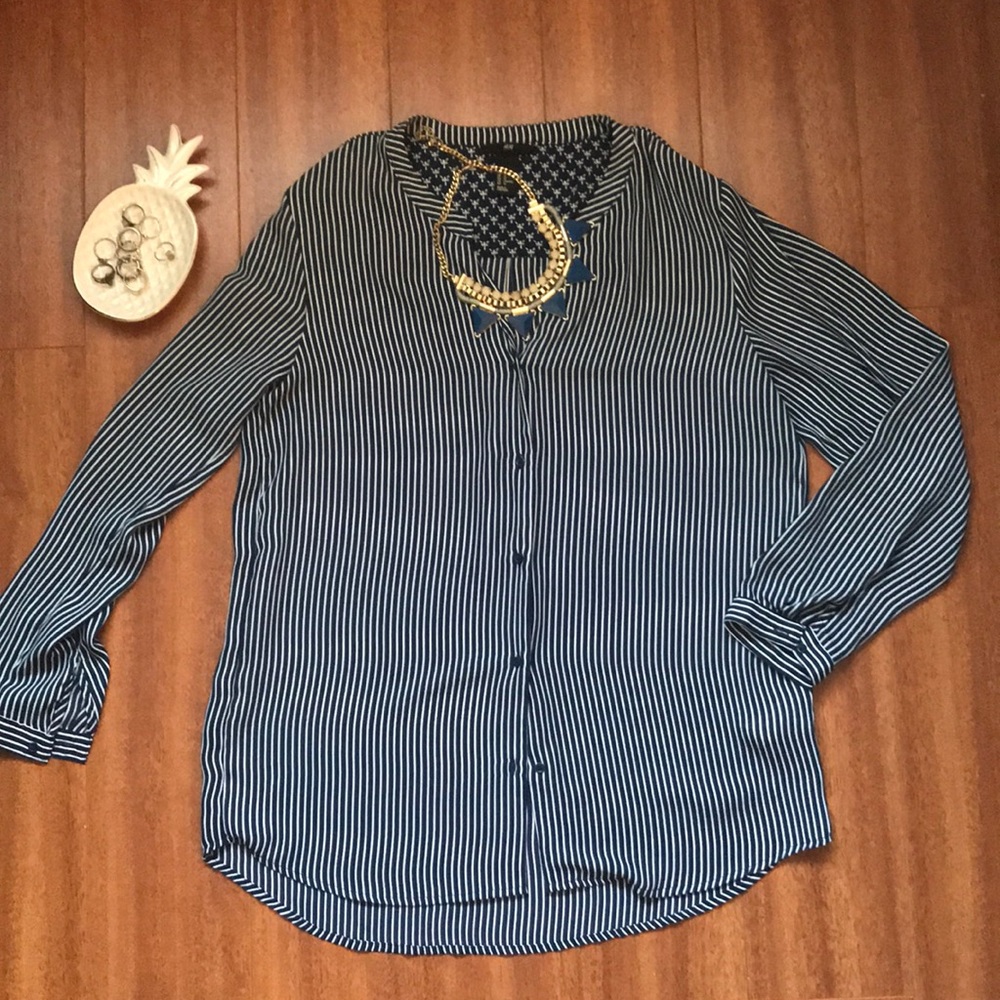Navy Striped Blouse